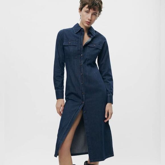 ZARA DENIM SHIRTDRESS ZW COLLECTION - Picture 6 of 13